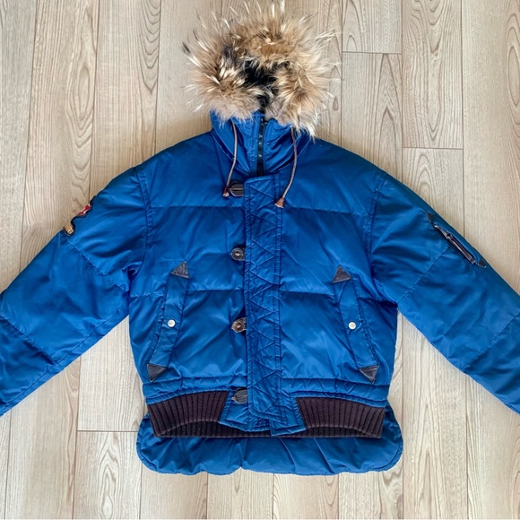 Mens DSquared2 Goose Down Jacket with fur hood - Picture 1 of 9